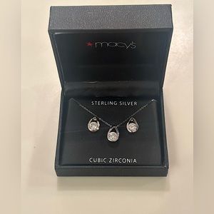 Macy’s Sterling Silver Cubic Zirconia Earring and Pendant Set